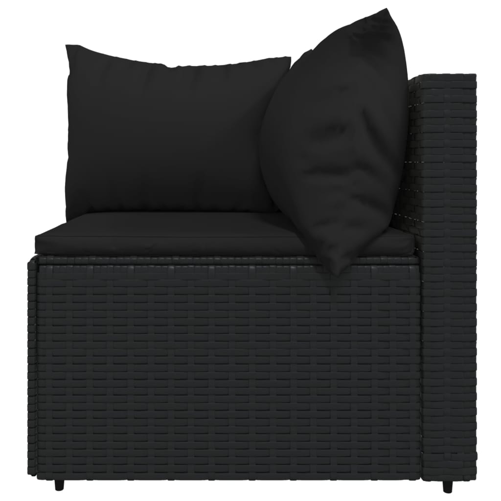 Set mobilier de grădină cu perne, 3 piese, negru, poliratan GartenMobel Dekor