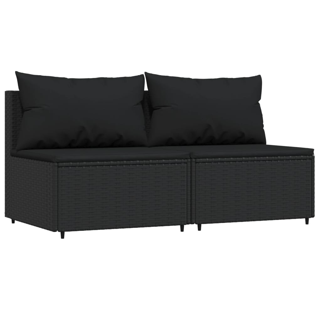 Set mobilier de grădină cu perne, 3 piese, negru, poliratan GartenMobel Dekor
