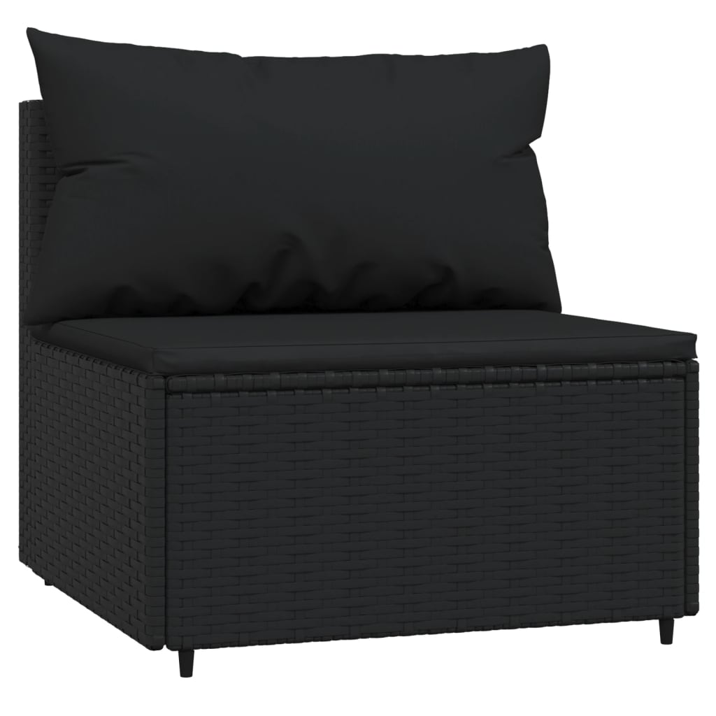 Set mobilier relaxare grădină 4 piese cu perne poliratan negru GartenMobel Dekor