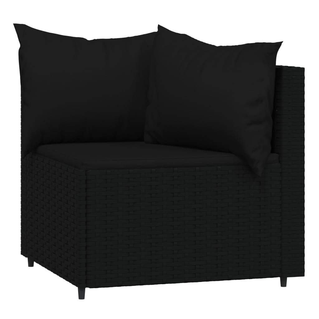 Set mobilier de grădină cu perne, 3 piese, negru, poliratan GartenMobel Dekor