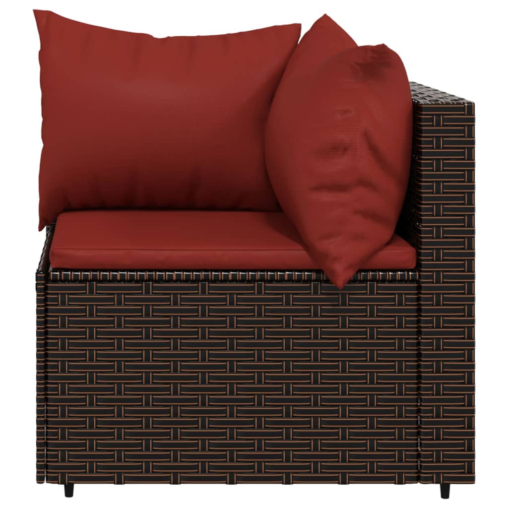 Set mobilier de grădină cu perne, 3 piese, maro, poliratan GartenMobel Dekor