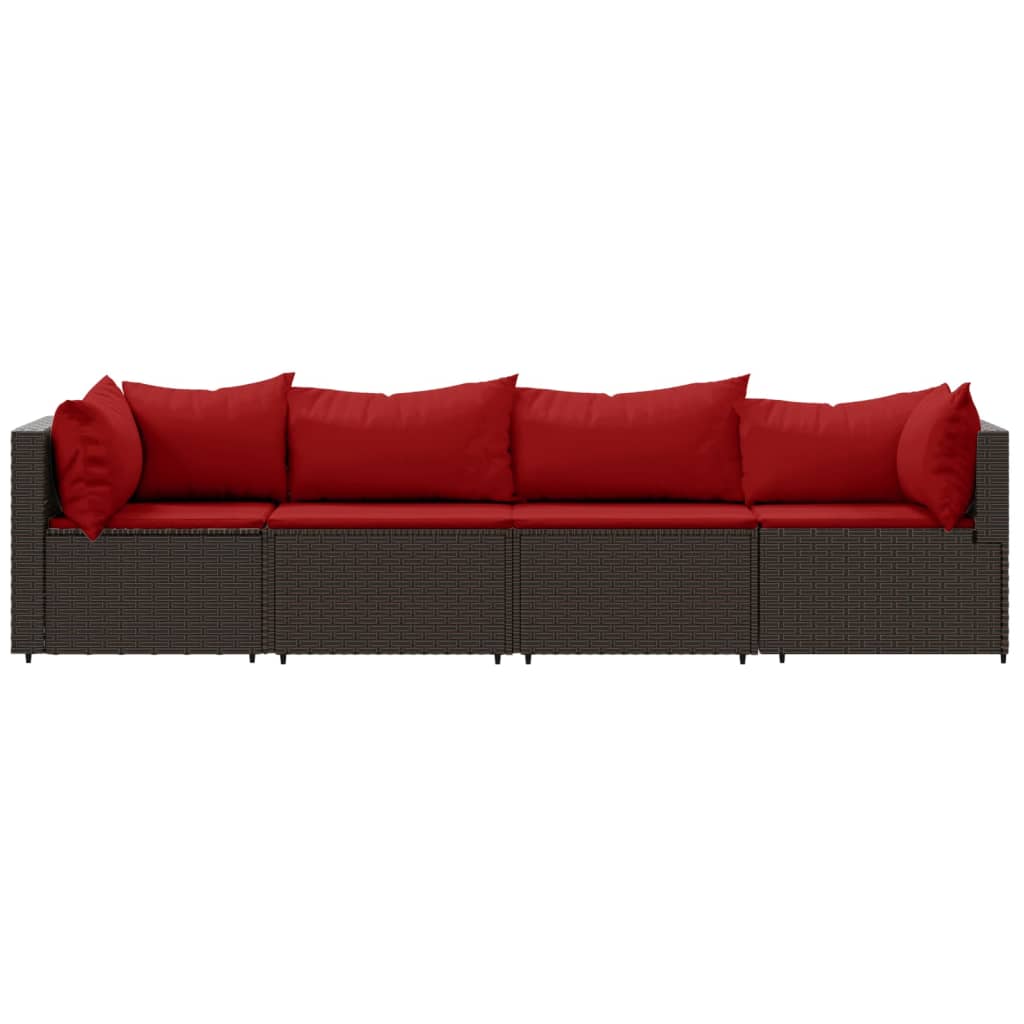 Set mobilier de grădină cu perne, 4 piese, maro, poliratan GartenMobel Dekor