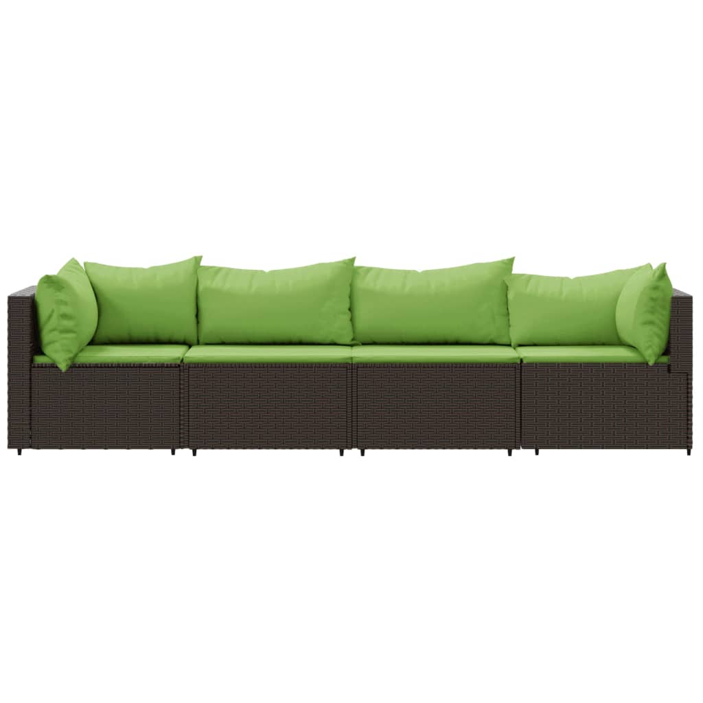 Set mobilier de grădină cu perne, 4 piese, maro, poliratan GartenMobel Dekor