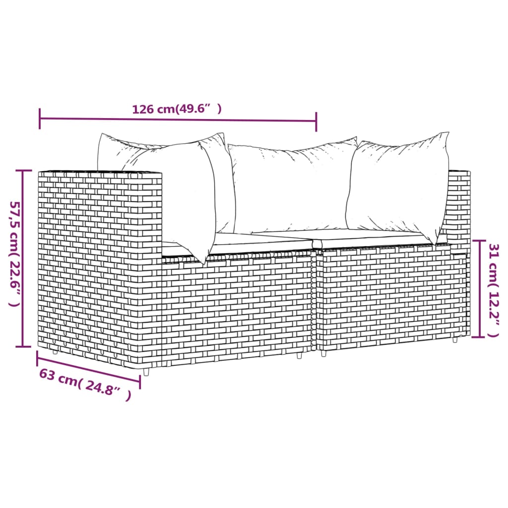 Canapele de colț de grădină cu perne, 2 buc., gri, poliratan GartenMobel Dekor