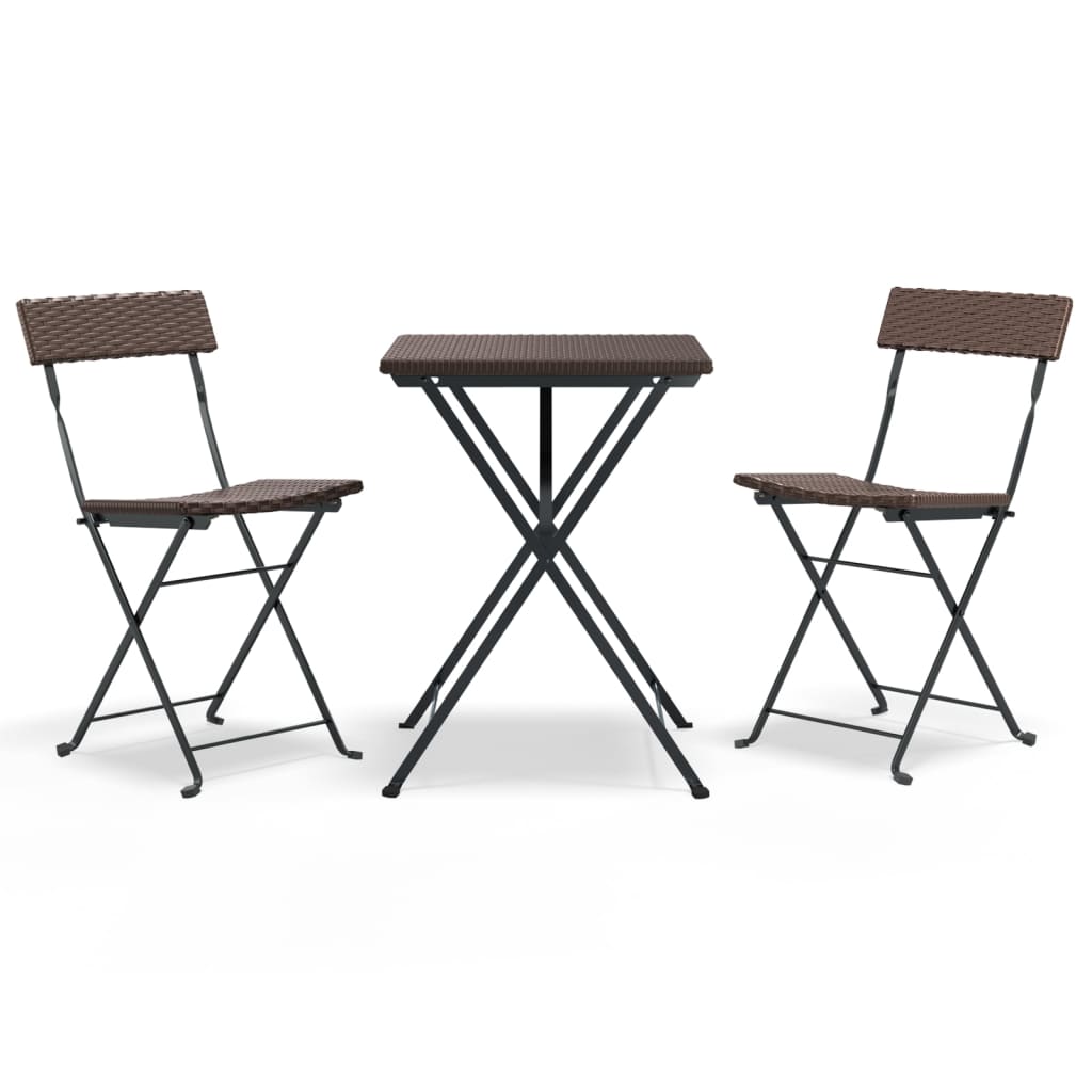Set mobilier bistro pliabil, 3 piese, maro, poliratan GartenMobel Dekor