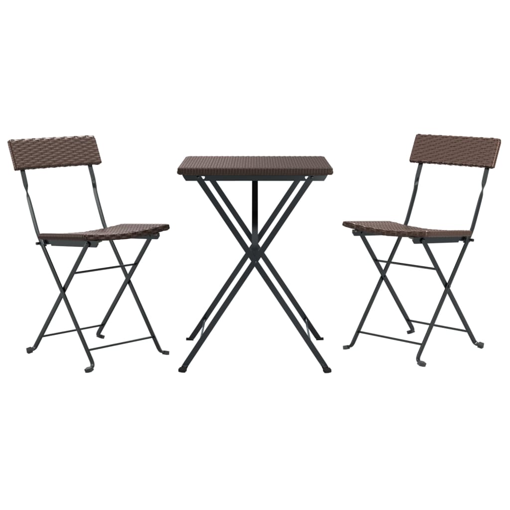 Set mobilier bistro pliabil, 3 piese, maro, poliratan GartenMobel Dekor