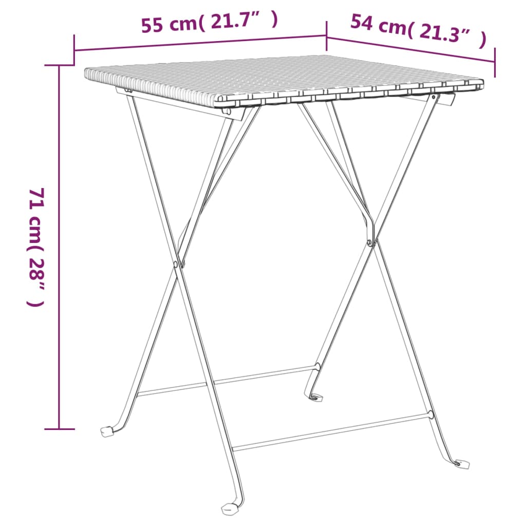 Set mobilier bistro pliabil, 3 piese, maro, poliratan GartenMobel Dekor