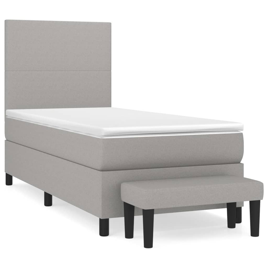 Pat continental cu saltea, gri deschis, 80x200 cm, textil GartenMobel Dekor