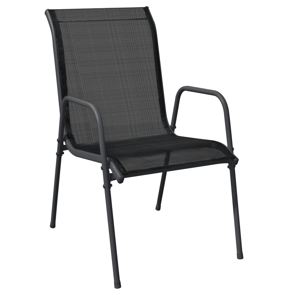 Set mobilier de grădină, 7 piese, negru, oțel și textilenă GartenMobel Dekor