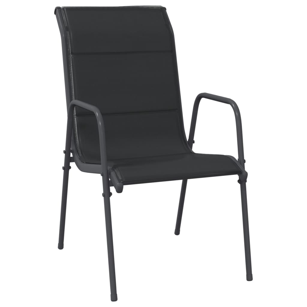 Set mobilier de grădină, 3 piese, negru, textilenă și oțel GartenMobel Dekor