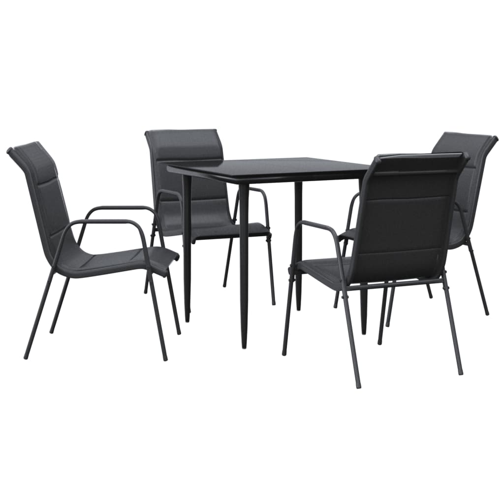 Set mobilier de grădină, 5 piese, negru, oțel și textilenă GartenMobel Dekor