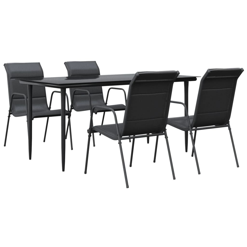 Set mobilier de grădină, 5 piese, negru, oțel și textilenă GartenMobel Dekor