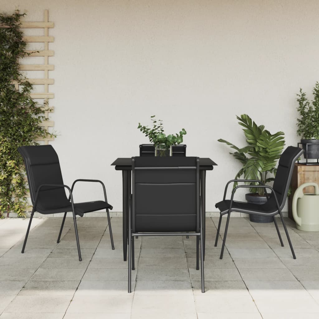 Set mobilier de grădină, 5 piese, negru, oțel și textilenă GartenMobel Dekor