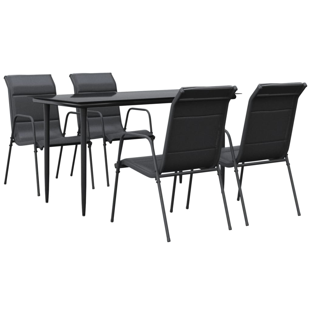 Set mobilier de grădină, 5 piese, negru, oțel și textilenă GartenMobel Dekor