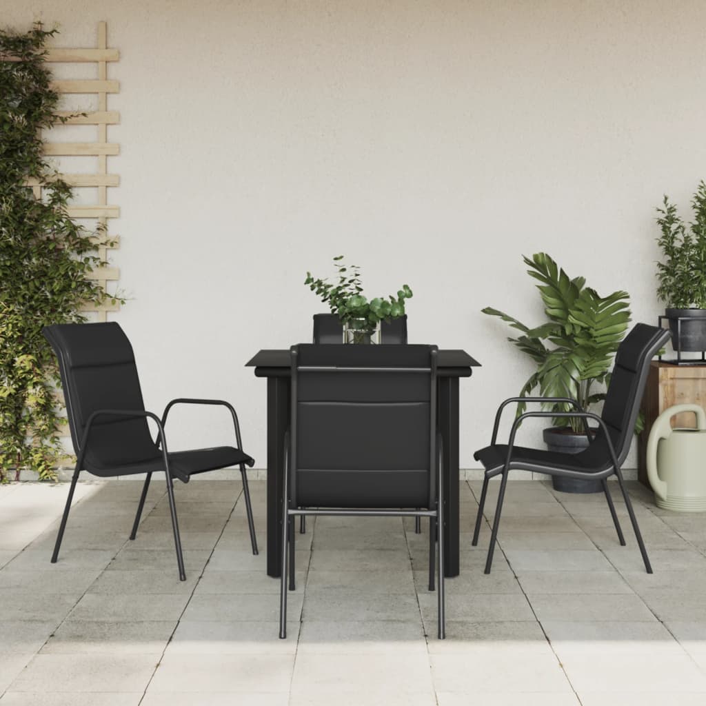 Set mobilier de grădină, 5 piese, negru, oțel și textilenă GartenMobel Dekor