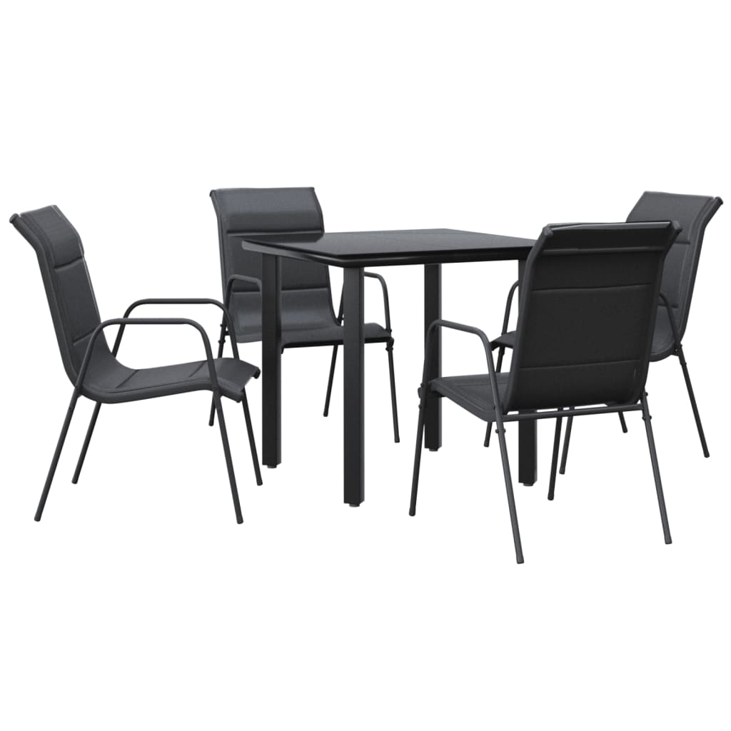 Set mobilier de grădină, 5 piese, negru, oțel și textilenă GartenMobel Dekor