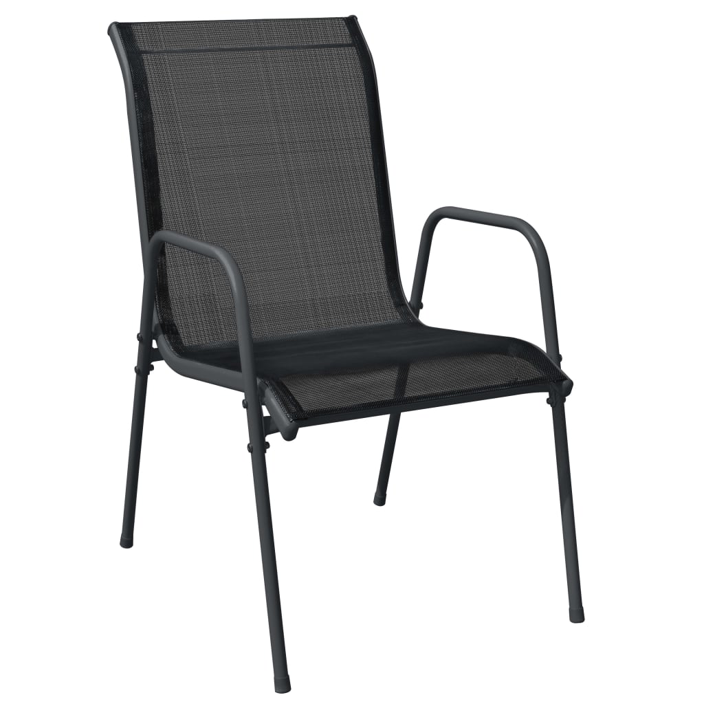 Set mobilier de grădină, 7 piese, negru, oțel și textilenă GartenMobel Dekor
