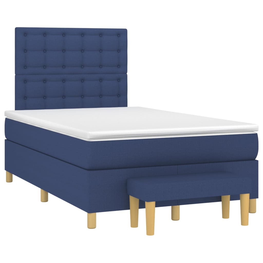 Pat box spring cu saltea, albastru, 120x200 cm, textil GartenMobel Dekor
