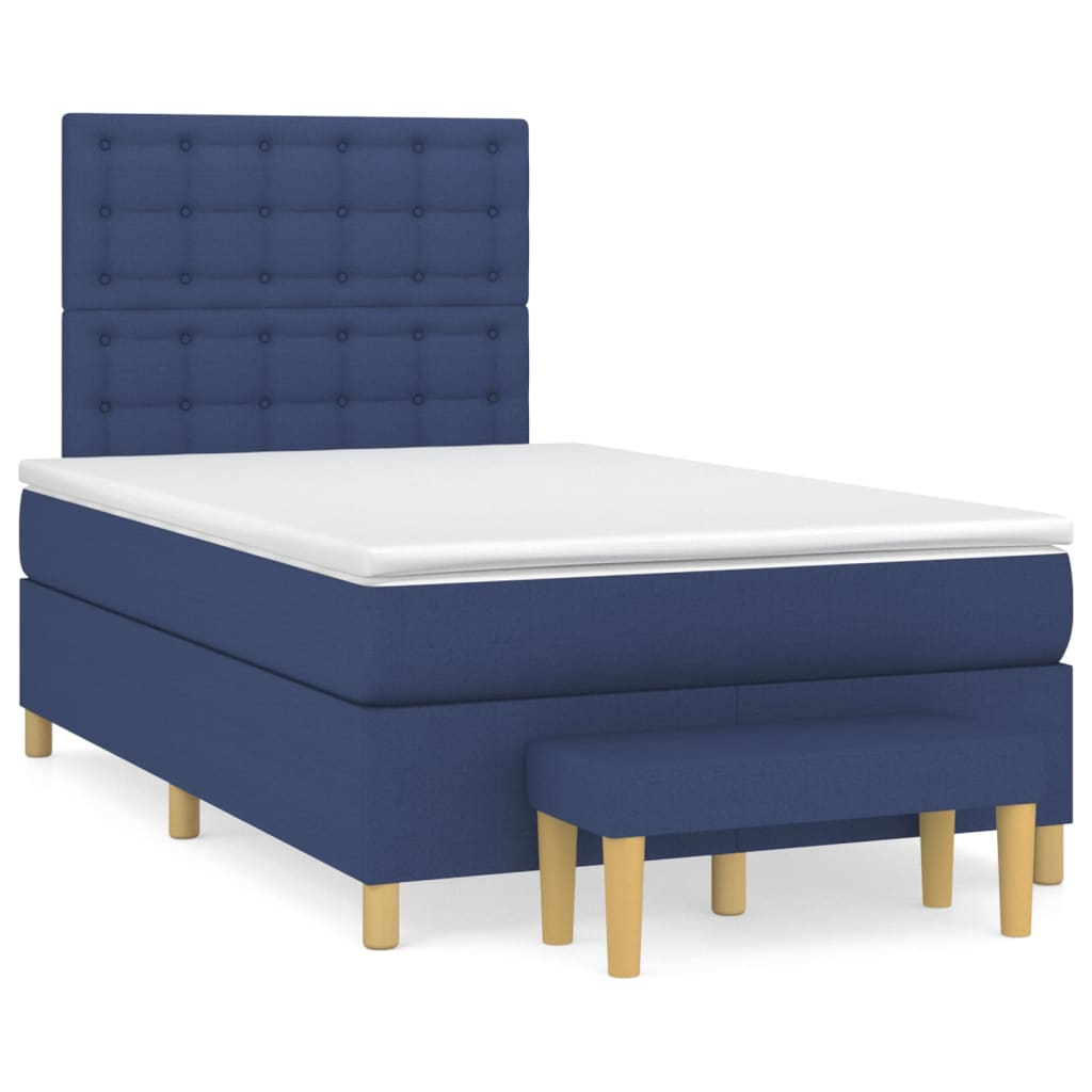 Pat box spring cu saltea, albastru, 120x200 cm, textil GartenMobel Dekor