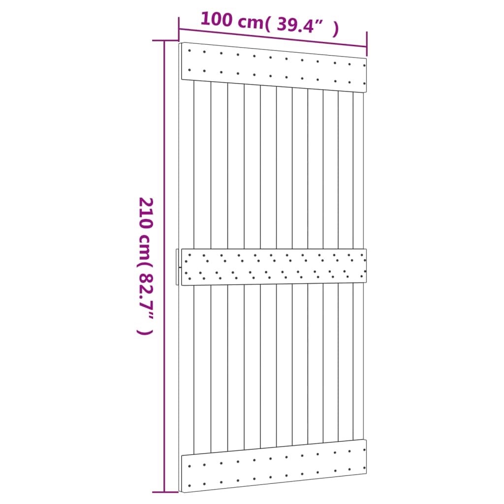 Ușă glisantă cu set feronerie, 100x210 cm, lemn masiv de pin GartenMobel Dekor