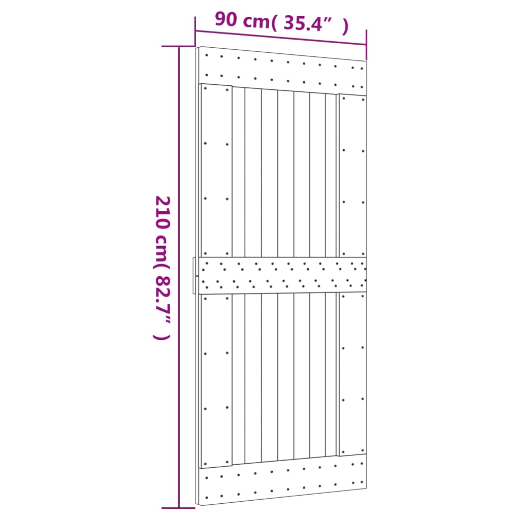 Ușă glisantă cu set feronerie, 90x210 cm, lemn masiv de pin GartenMobel Dekor