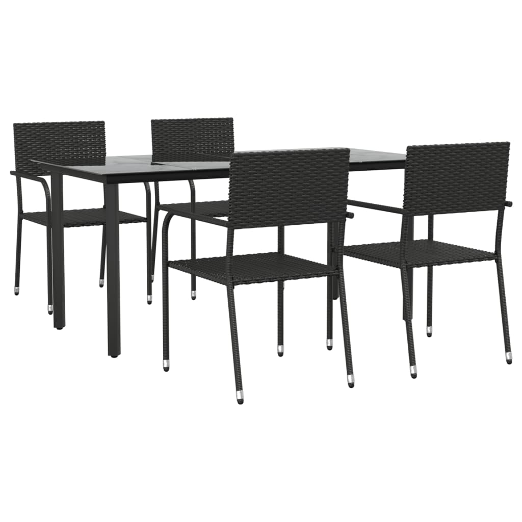 Set mobilier de grădină, 5 piese, negru, poliratan și oțel GartenMobel Dekor