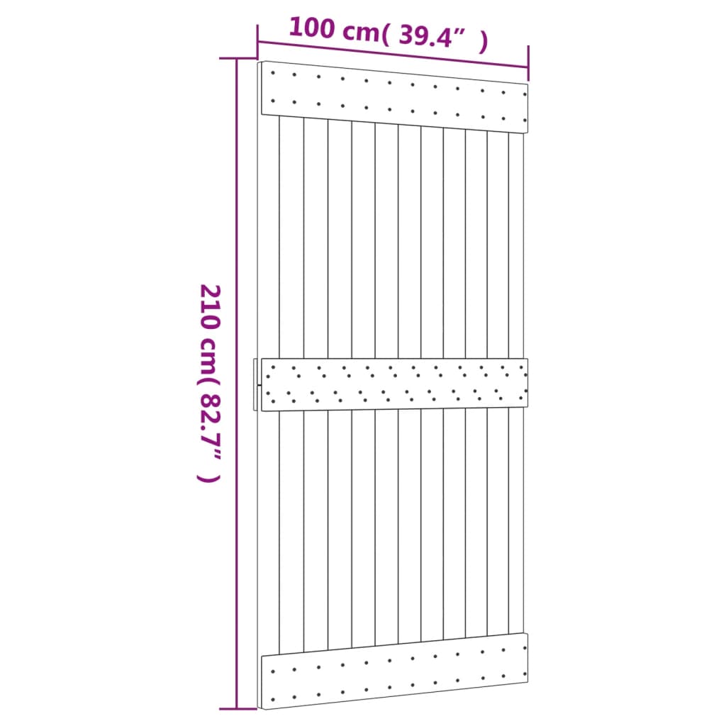 Ușă glisantă cu set feronerie, 100x210 cm, lemn masiv de pin GartenMobel Dekor