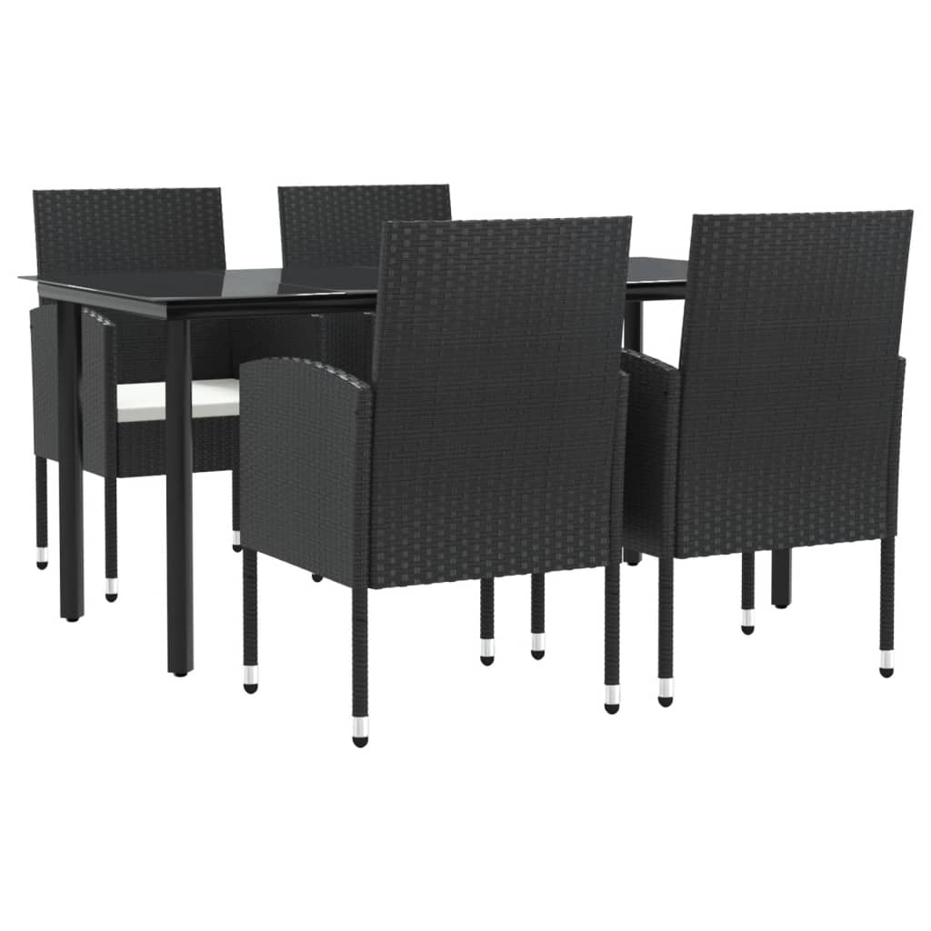 Set mobilier de grădină, 5 piese, negru, poliratan și oțel GartenMobel Dekor