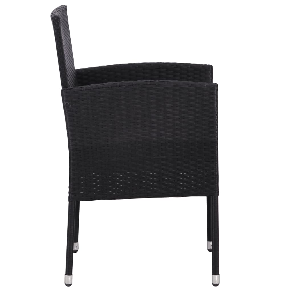 Set mobilier de grădină, 5 piese, negru, poliratan și oțel GartenMobel Dekor