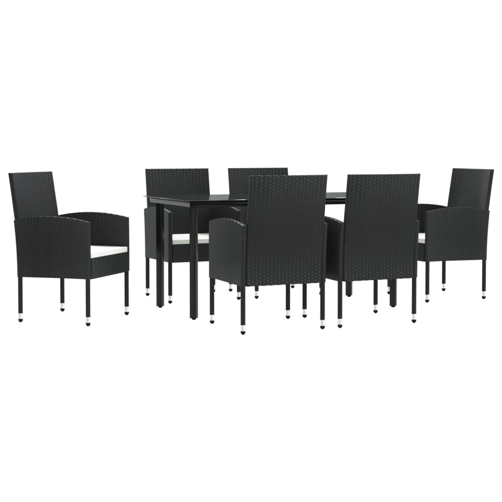 Set mobilier de grădină, 7 piese, negru, poliratan și oțel GartenMobel Dekor