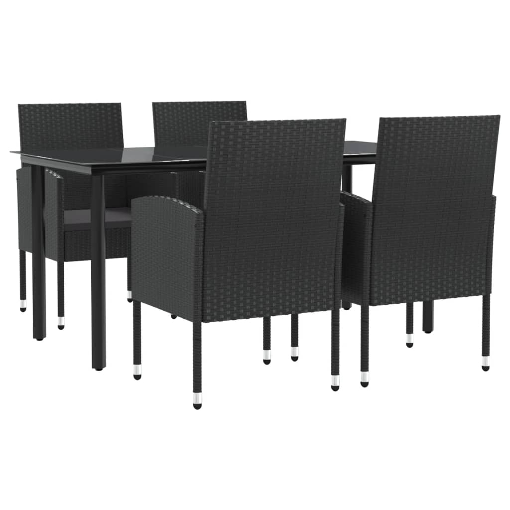 Set mobilier de grădină, 5 piese, negru, poliratan și oțel GartenMobel Dekor