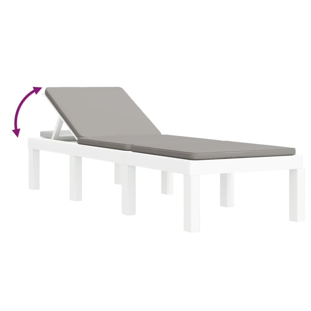 Set mobilier de grădină, 3 piese, cu perne, alb, PP GartenMobel Dekor