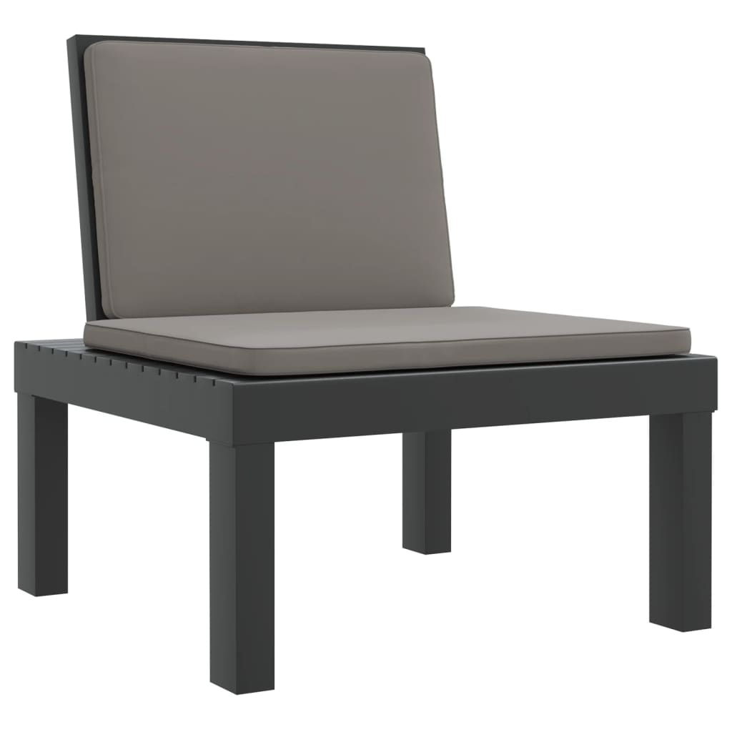 Set mobilier de grădină cu perne, 3 piese, antracit, PP GartenMobel Dekor