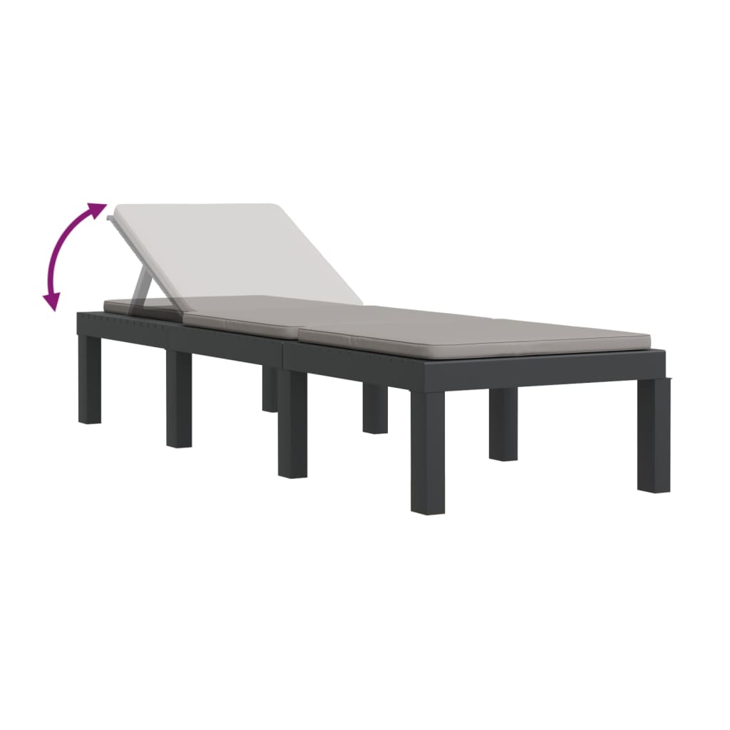 Set mobilier de grădină cu perne, 3 piese, antracit, PP GartenMobel Dekor