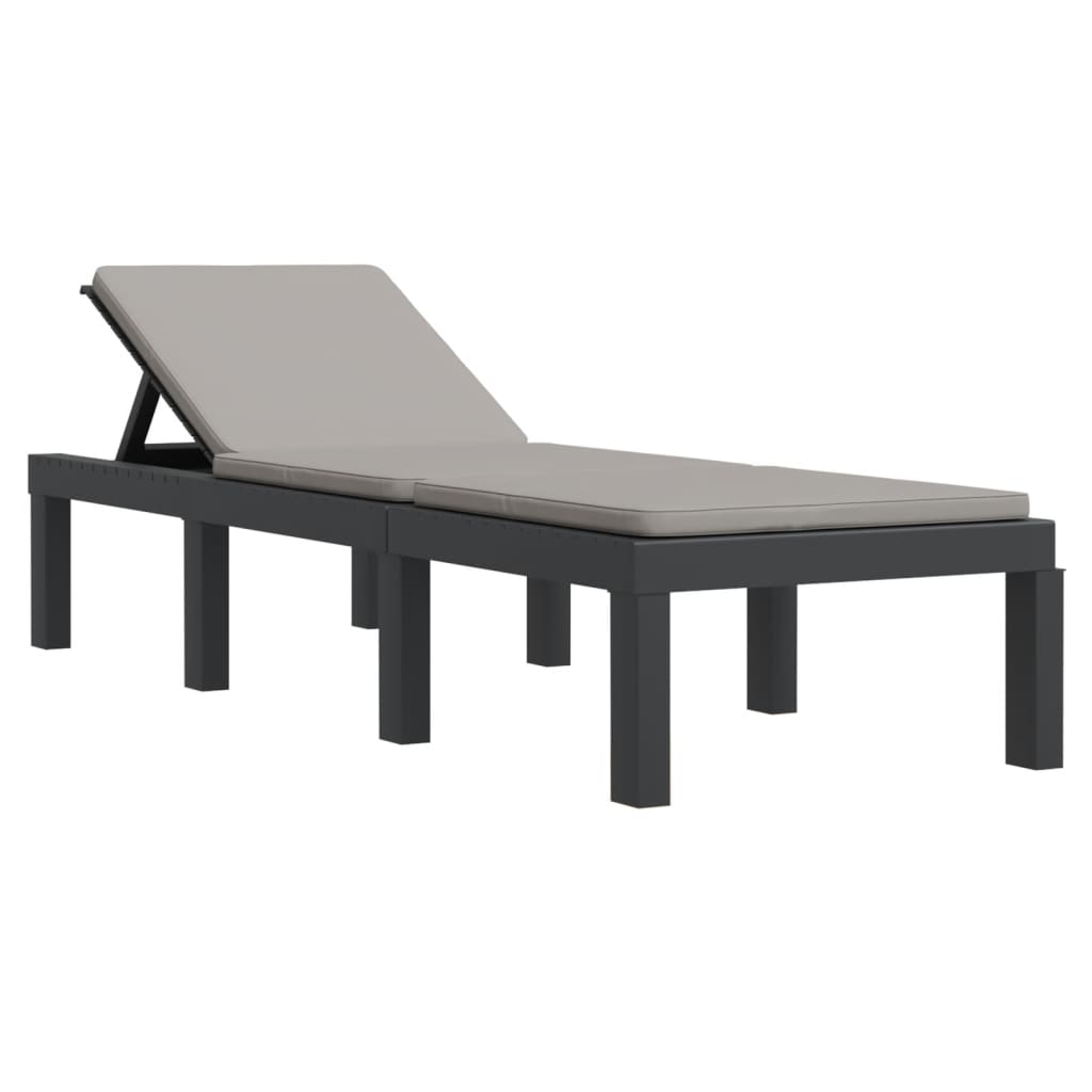 Set mobilier de grădină cu perne, 3 piese, antracit, PP GartenMobel Dekor