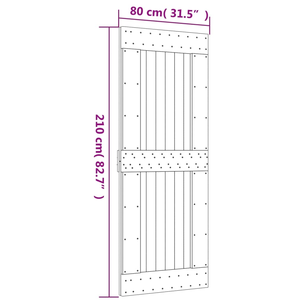 Ușă glisantă cu set de feronerie 80x210 cm, lemn masiv de pin GartenMobel Dekor
