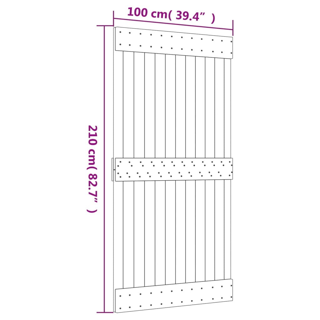 Ușă glisantă cu set feronerie, 100x210 cm, lemn masiv de pin GartenMobel Dekor