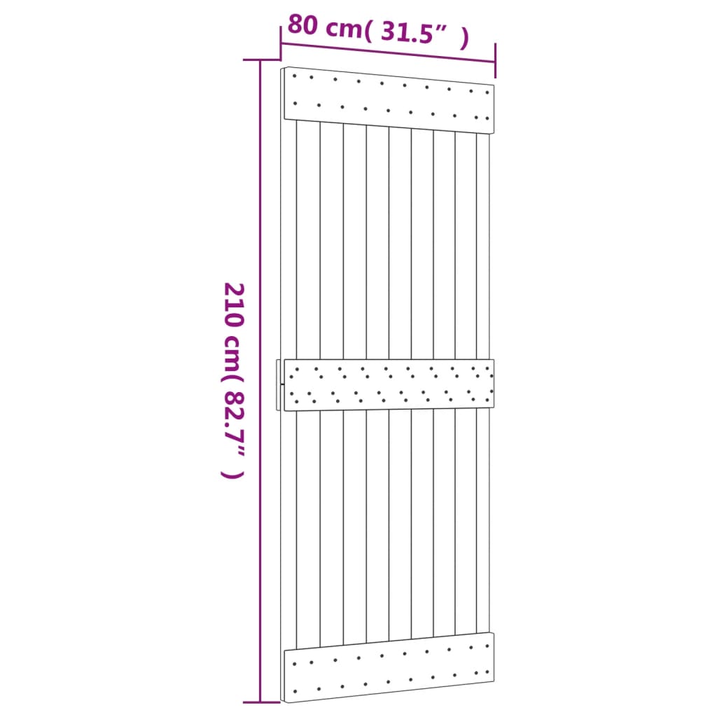 Ușă glisantă cu set de feronerie 80x210 cm, lemn masiv de pin GartenMobel Dekor