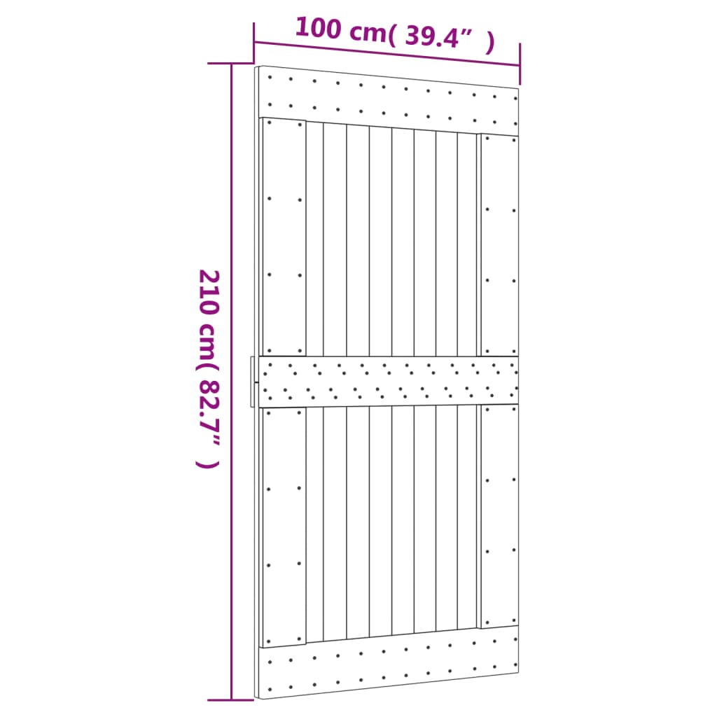 Ușă glisantă cu set feronerie, 100x210 cm, lemn masiv de pin GartenMobel Dekor