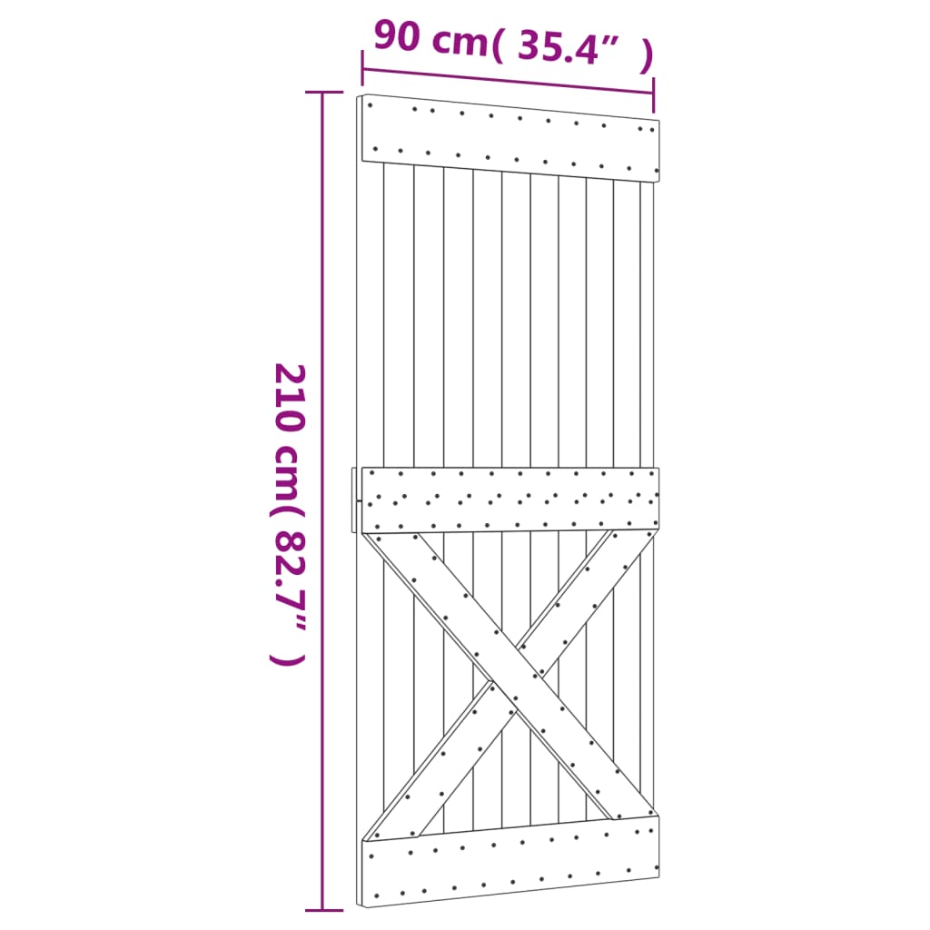 Ușă glisantă cu set feronerie, 90x210 cm, lemn masiv de pin GartenMobel Dekor