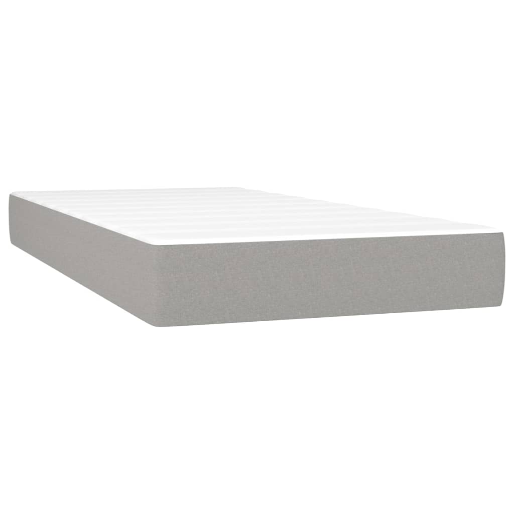Pat box spring cu saltea, gri deschis, 200x200 cm, textil GartenMobel Dekor