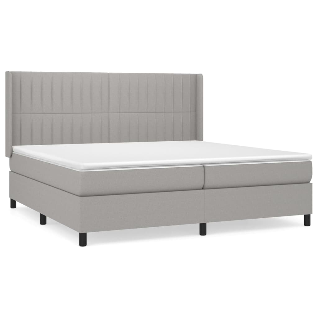Pat box spring cu saltea, gri deschis, 200x200 cm, textil GartenMobel Dekor