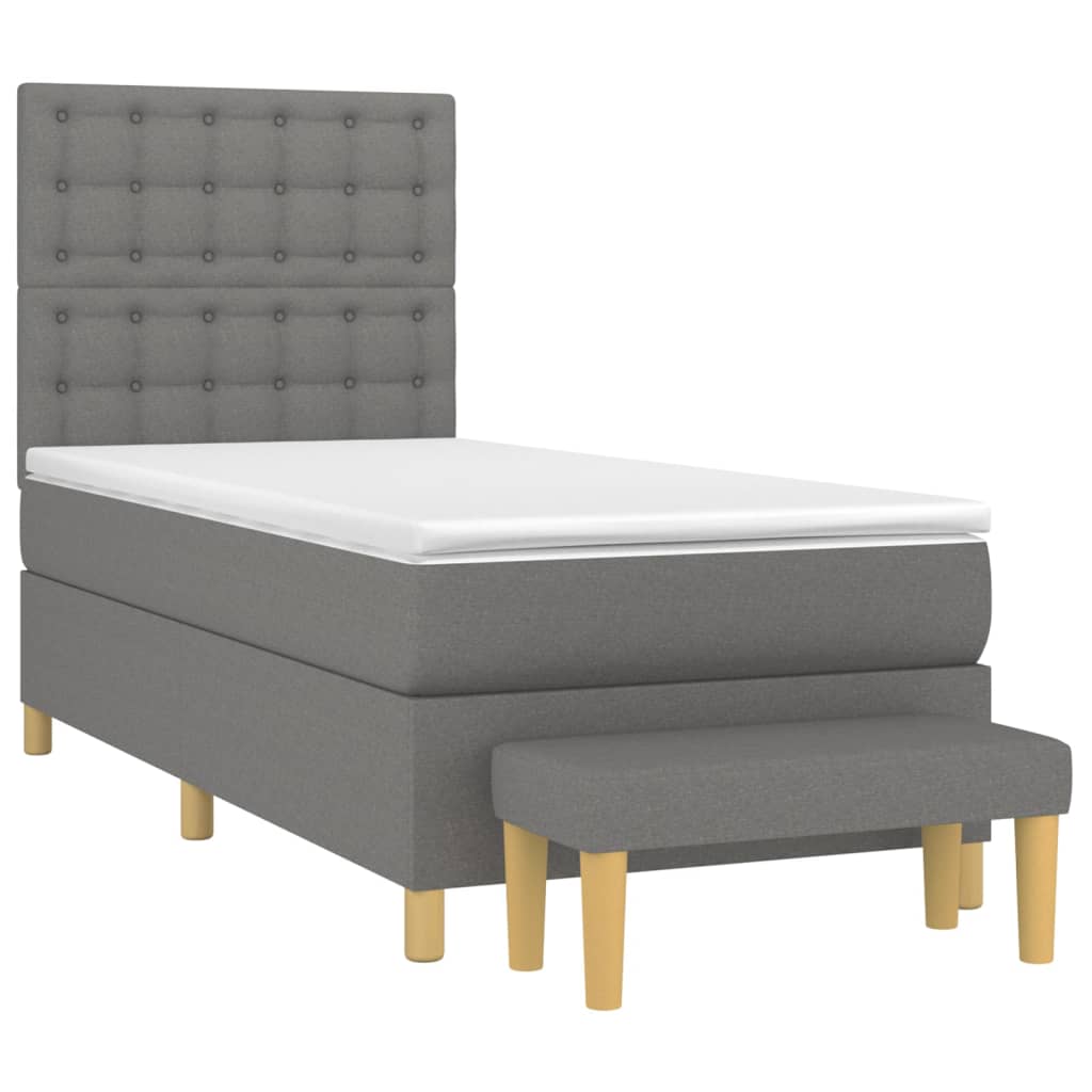 Pat box spring cu saltea, gri închis, 80x200 cm, textil GartenMobel Dekor