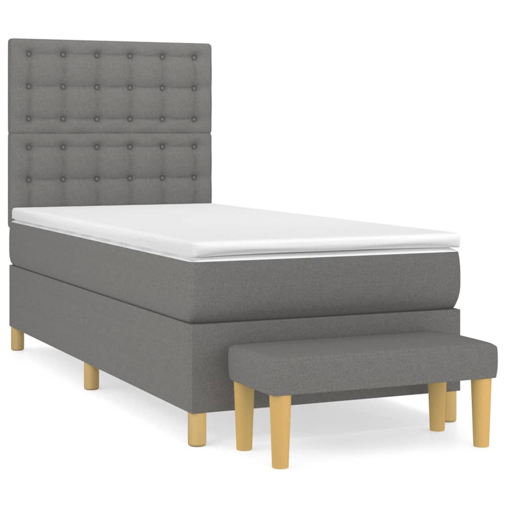 Pat box spring cu saltea, gri închis, 80x200 cm, textil GartenMobel Dekor