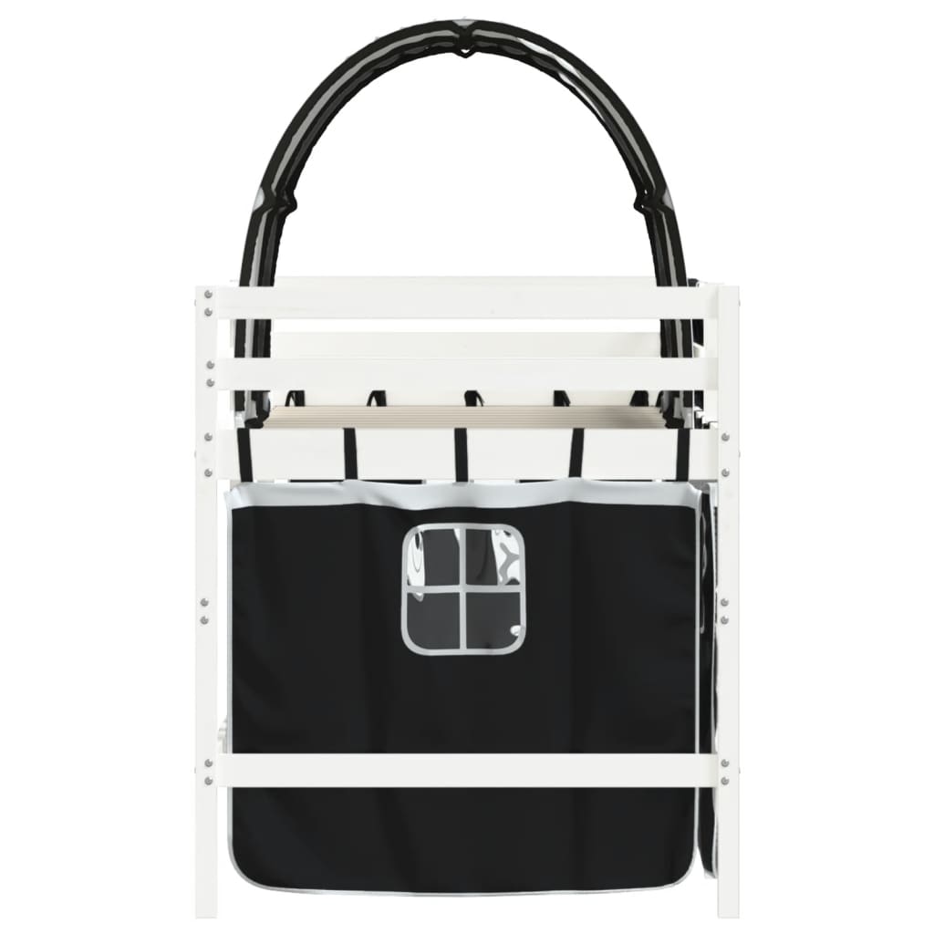 Pat etajat de copii cu tunel alb/negru 80x200 cm lemn masiv pin GartenMobel Dekor