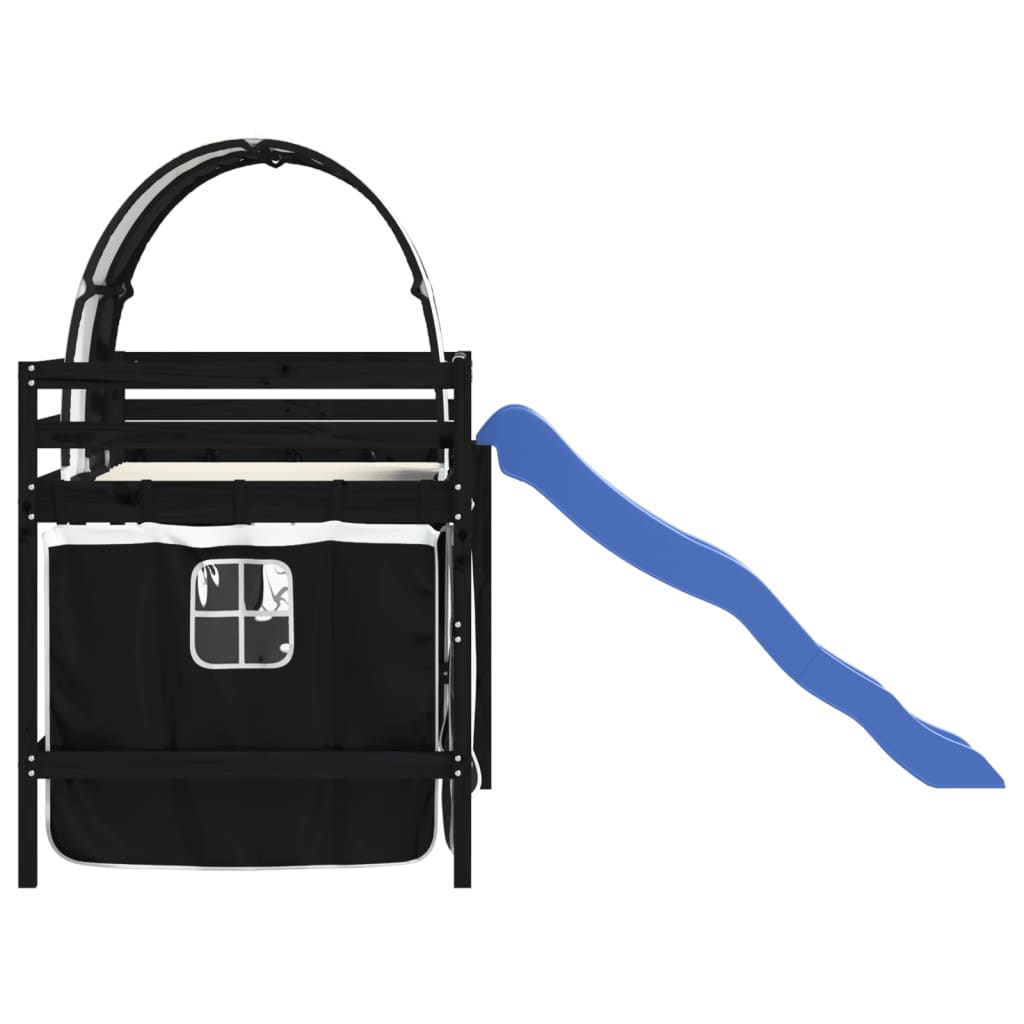 Pat etajat de copii cu tunel alb/negru 80x200 cm lemn masiv pin GartenMobel Dekor