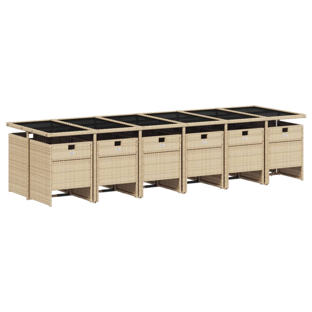 Set mobilier grădină cu perne, 13 piese, bej combinat poliratan GartenMobel Dekor