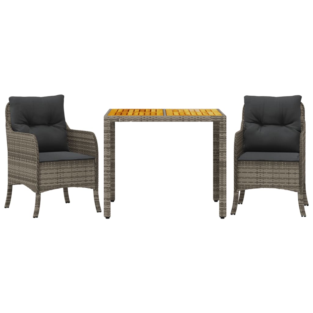 Set mobilier de grădină cu perne, 3 piese, gri, poliratan GartenMobel Dekor