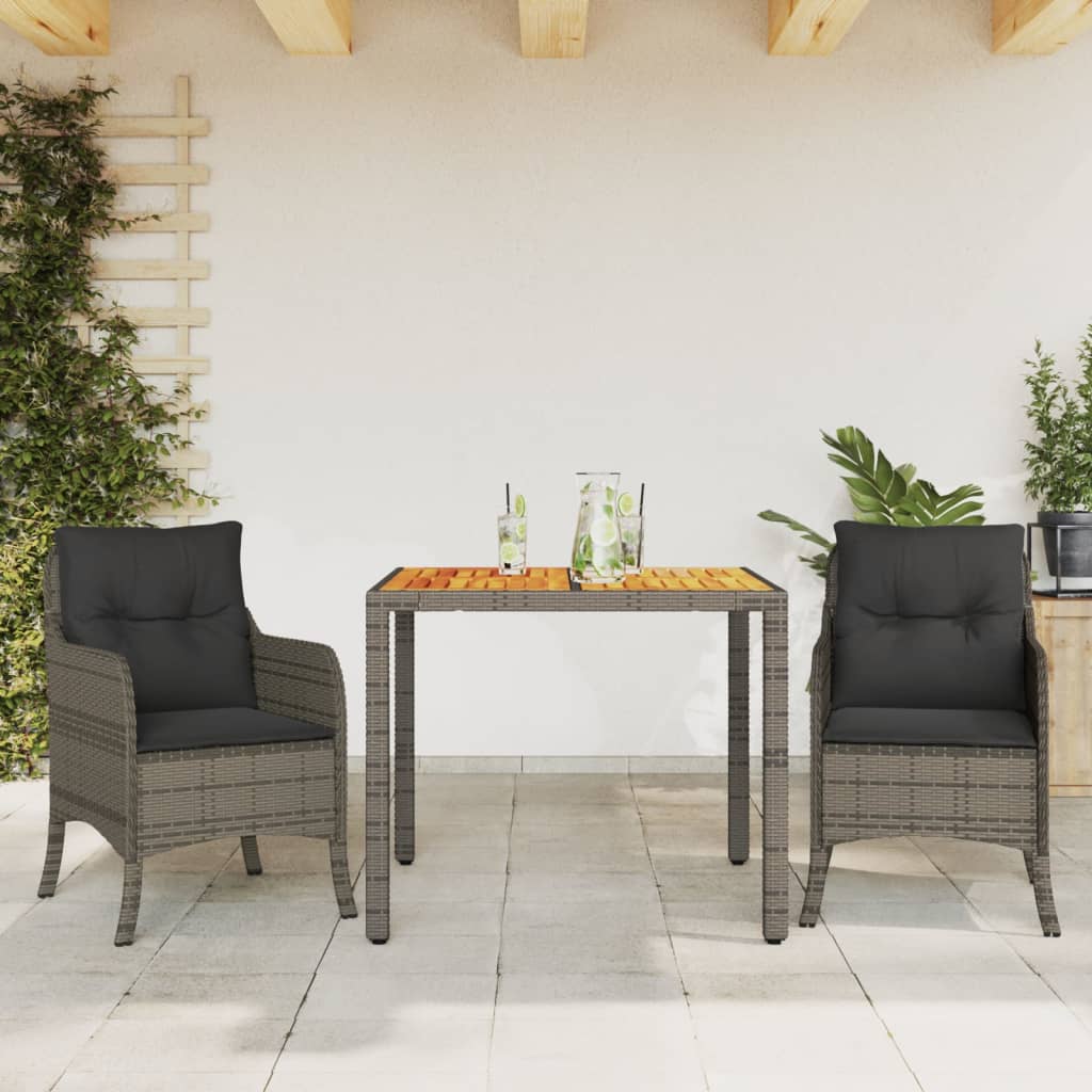 Set mobilier de grădină cu perne, 3 piese, gri, poliratan GartenMobel Dekor