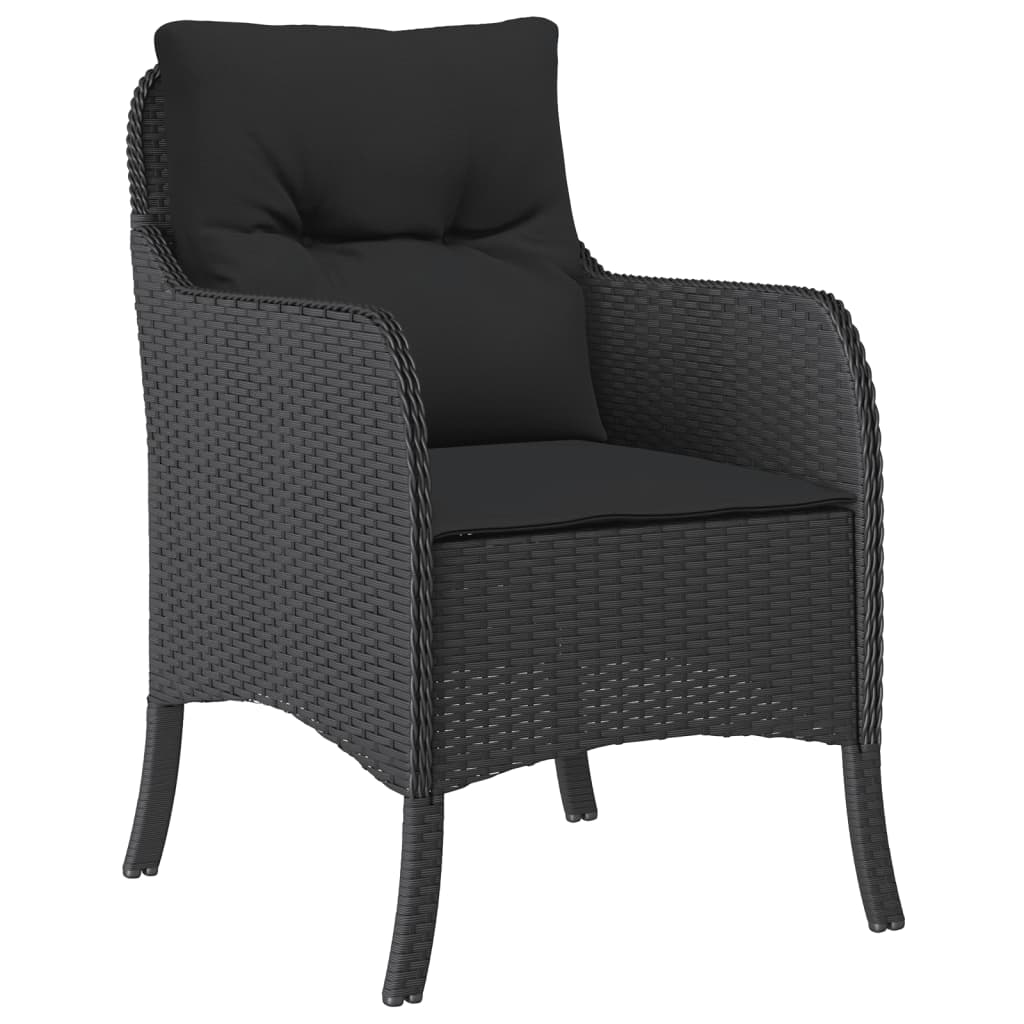 Set mobilier de grădină cu perne, 3 piese, negru, poliratan GartenMobel Dekor